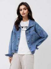 Pocketed Button Up Long Sleeve Denim Top Medium OutfitFlow